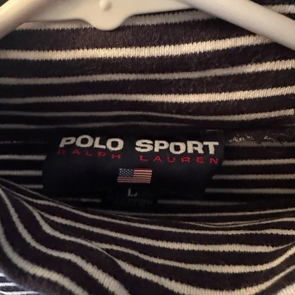 Ralph Lauren Polo Sport Navy and White Striped Turtleneck - Picture 5 of 9